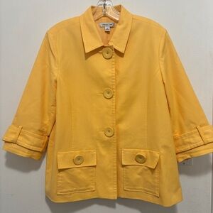 Coldwater Creek Yellow, Button Front, 3/4 Length Sleeve Jacket Sz. 16 (nr)